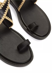 3.1 Phillip Lim Raffia-Trimmed Leather Ankle-Wrap Sandals