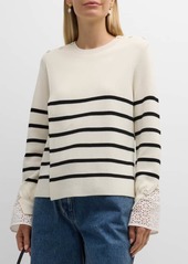 3.1 Phillip Lim Sailor Stripe Lace Cuff Sweater