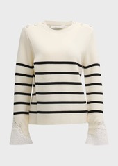 3.1 Phillip Lim Sailor Stripe Lace Cuff Sweater