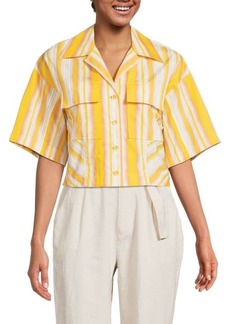 3.1 Phillip Lim Striped Cropped Camp Shirt