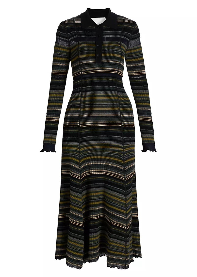 3.1 Phillip Lim Striped Reversible Rib-Knit Midi-Dress