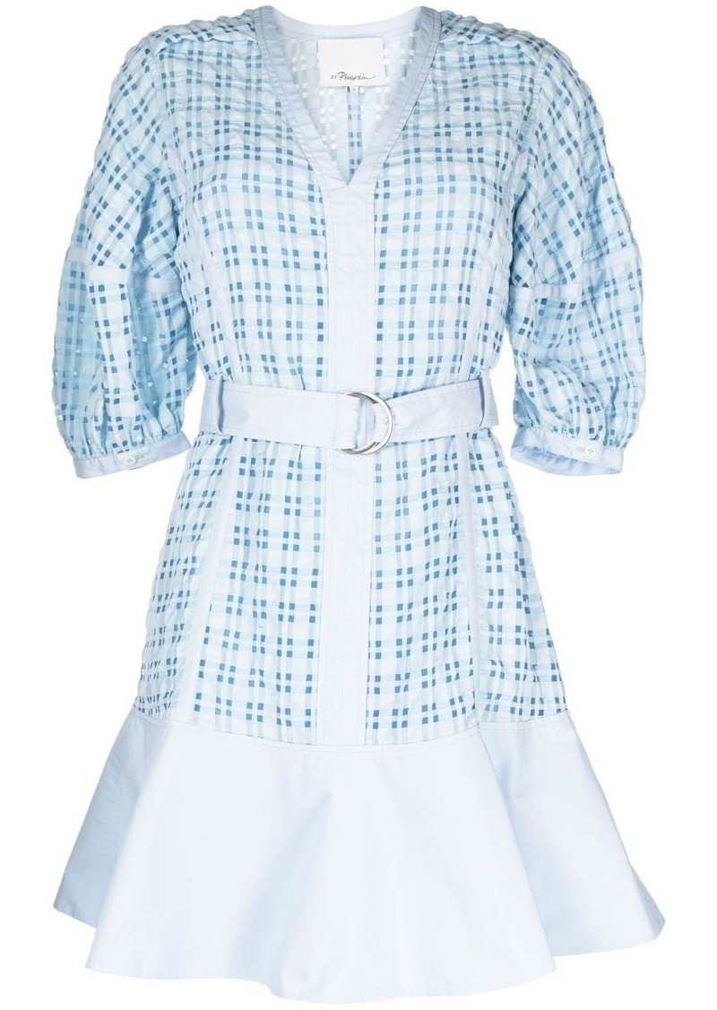 3.1 Phillip Lim Taffeta checked puff-sleeve dress