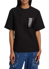 3.1 Phillip Lim Tweed & Faux-Leather T-Shirt