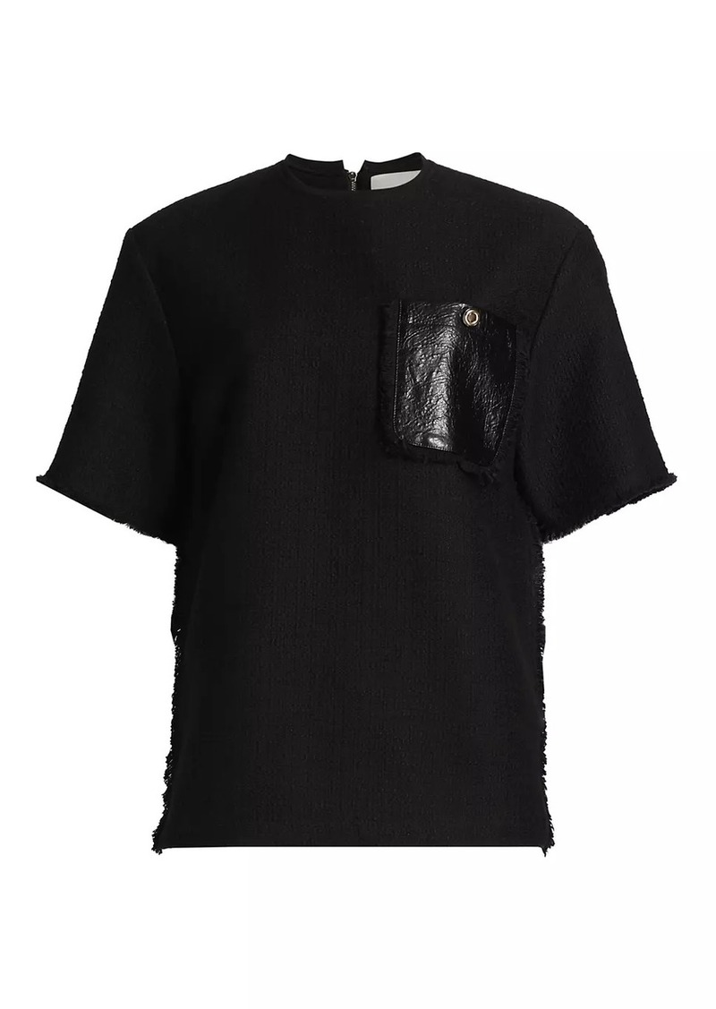 3.1 Phillip Lim Tweed & Faux-Leather T-Shirt