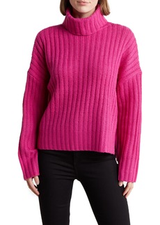 360 CASHMERE Angelica Wool & Cashmere Ribbed Turtleneck Sweater in Magenta Pink at Nordstrom Rack