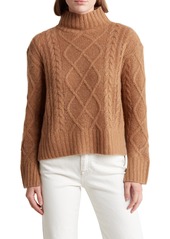 360 CASHMERE Lyra Mock Neck Cable Knit Cashmere Sweater in Cognac at Nordstrom Rack