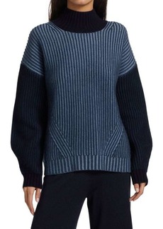 360 Cashmere Fisherman Colorblock Wool-Blend Turtleneck Sweater