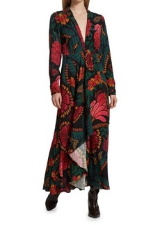 360 Cashmere Floral Long-Sleeve Maxi Dress
