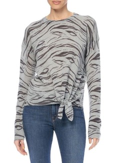 360 Cashmere Kourtney Zebra Print Tie-Front Cashmere Sweater