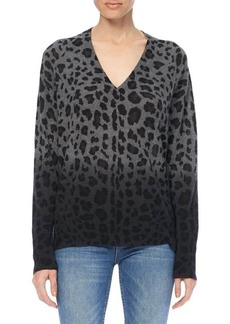 360 Cashmere Lou Dip-Dye Leopard Print Cashmere Sweater