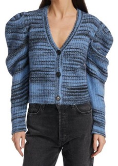 360 Cashmere Space-Dye Puff-Sleeve Cardigan