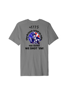 3sixteen 1775 USA Minuteman Patriotic light gray printed on back Premium T-Shirt
