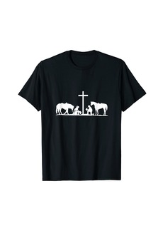 3sixteen Christian Western horses cowhands praying Cross. Christian T-Shirt