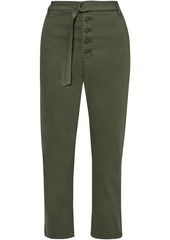 3x1 Woman Vic Cropped Belted Cotton-blend Twill Straight-leg Pants Army Green