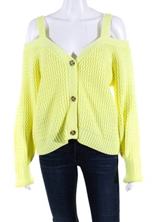525 America Cold Shoulder Rack Stitch Cardigan In Yellow