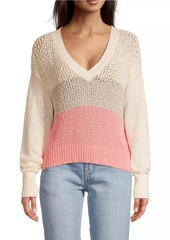 525 America Colorblocked Popcorn-Knit Sweater