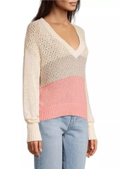 525 America Colorblocked Popcorn-Knit Sweater