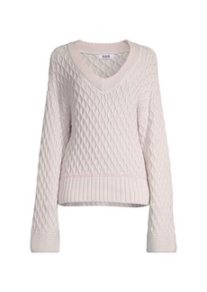 525 America Cotton Mixed-Stitch V-Neck Sweater