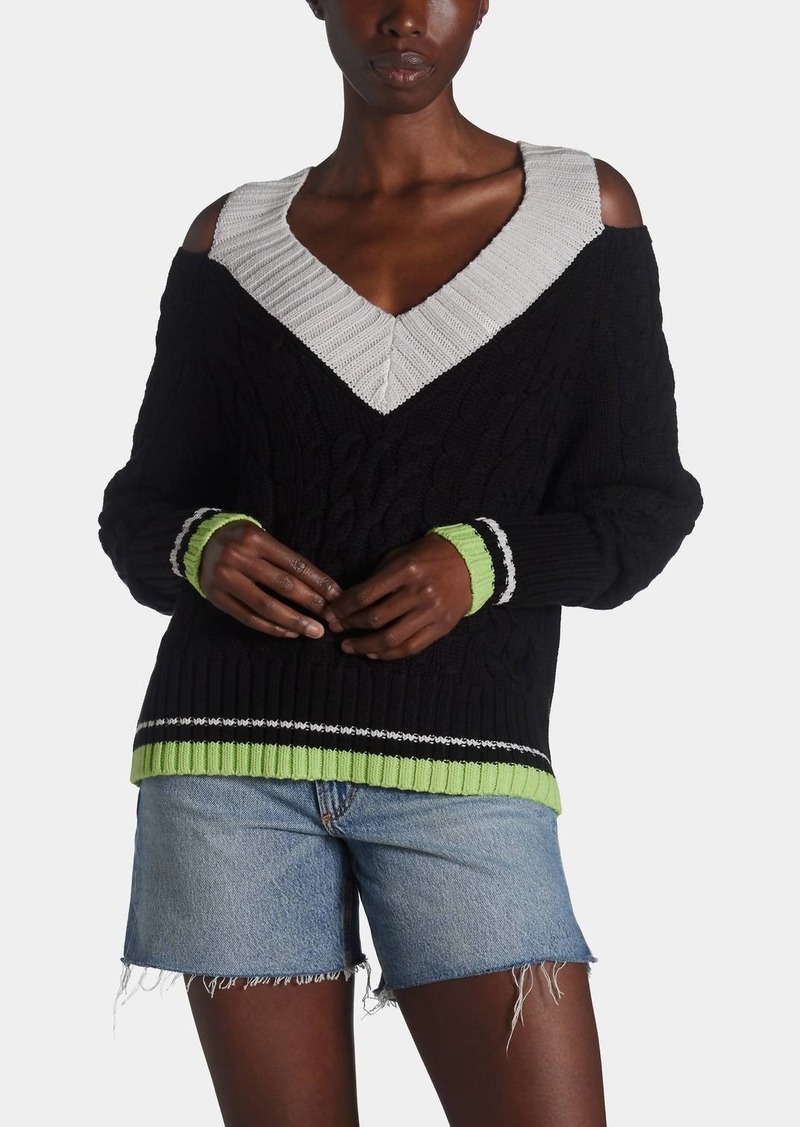525 America Cut Out Varsity Sweater In Colorblock