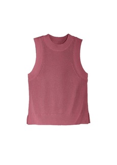 525 America High Crew Neck Sleeveless Tank With Side Slits In Mauve