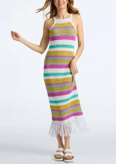 525 America Lucia Stripe Crochet Dress In Cyan Multi