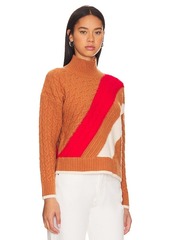 575 Denim 525 Ria Color Block Cable Pullover Sweater