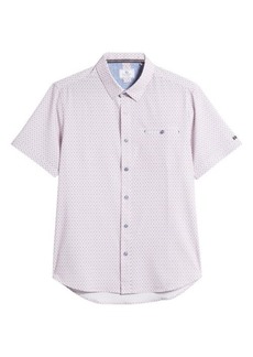 7 Diamonds Liberty Geo Print Performance Short Sleeve Button-Up Shirt