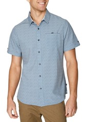 7 Diamonds Painted Memory Short Sleeve Performance Button-Up Shirt in Dark Grey at Nordstrom