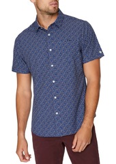 7 Diamonds Electric Feel Short Sleeve Stretch Button-Up Shirt in Navy at Nordstrom
