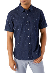 7 Diamonds Miles Ahead Floral Short Sleeve Button-Up Shirt in Navy at Nordstrom