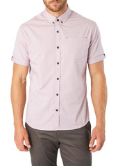 7 Diamonds Saga Slim Fit Plaid Short Sleeve Button-Down Shirt in Dusty Rose at Nordstrom