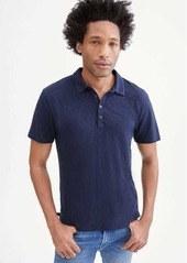 7 For All Mankind 3 Button Linen Polo in Navy