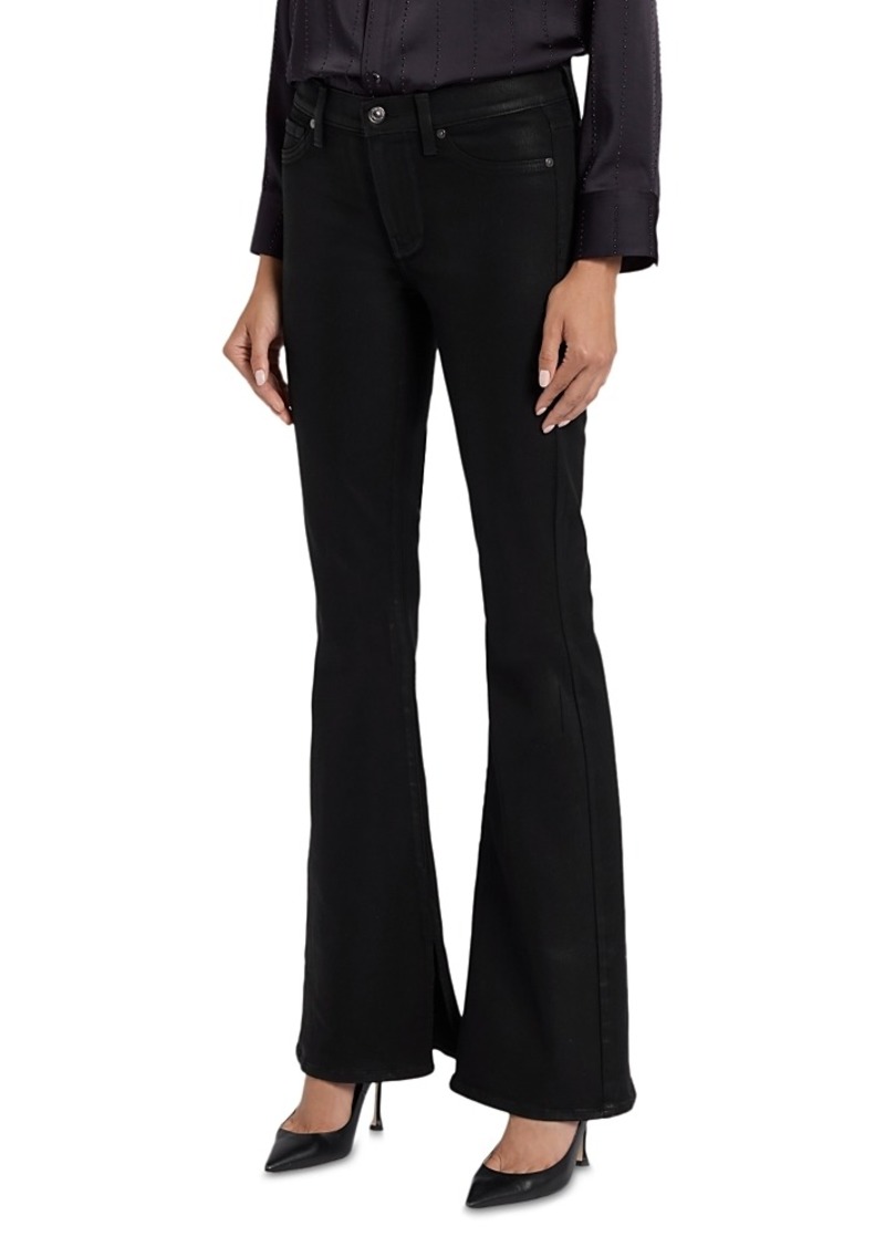 7 For All Mankind Ali High Rise Slit Flare Jeans in Coated Black