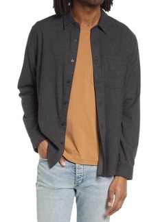 7 For All Mankind Cotton & Cashmere Button-Up Shirt in Charcoal at Nordstrom
