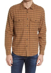 7 For All Mankind Double Pocket Plaid Cotton Button-Up Shirt in Camel Plaid at Nordstrom