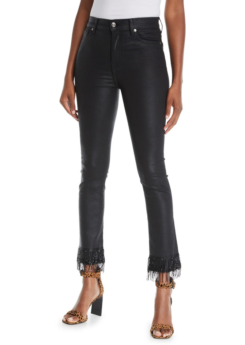 7 For All Mankind Edie Coated Skinny Jeans with Beaded Fringe