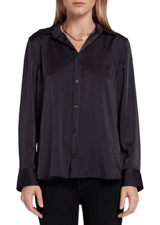 7 For All Mankind Embellished Stripe Satin Button Up Shirt