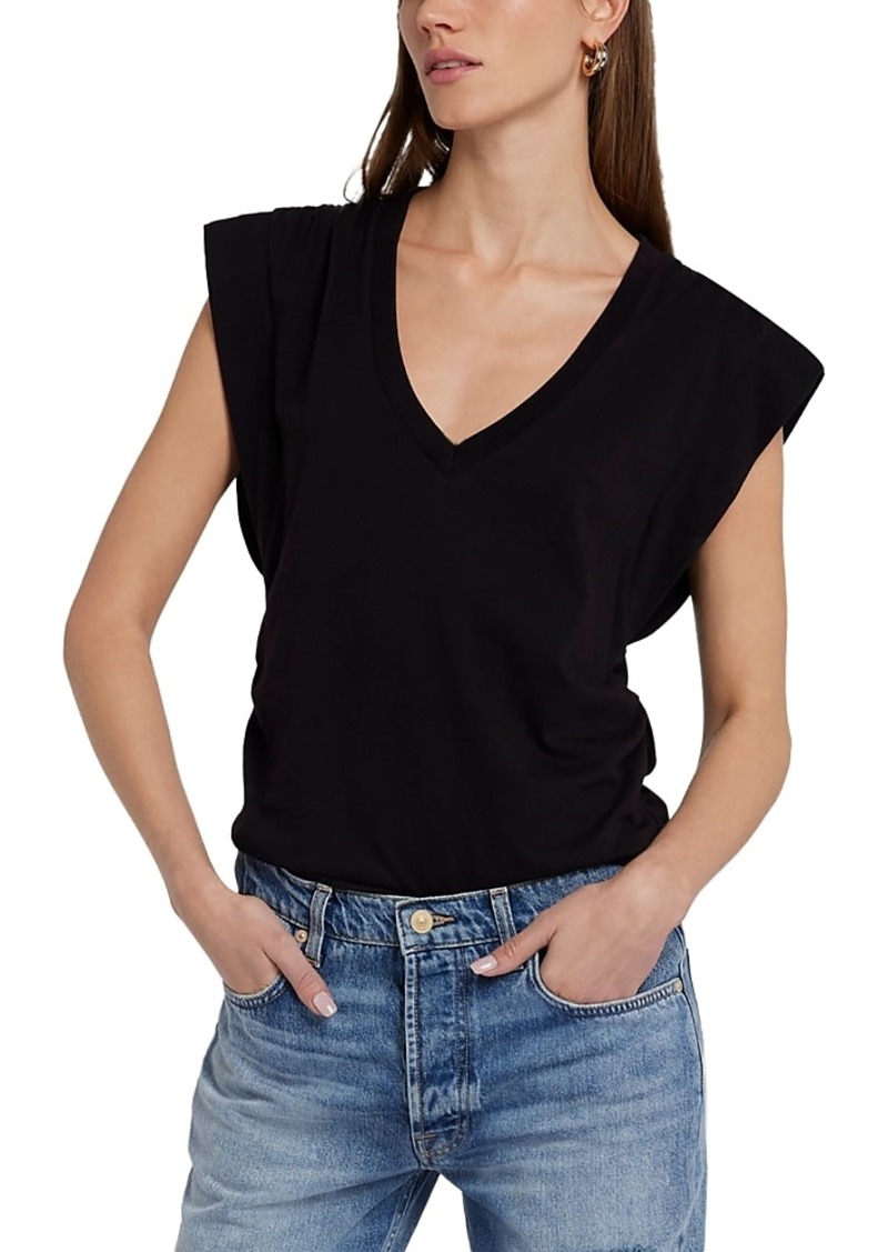 7 For All Mankind Extended Shoulder V Neck Tee