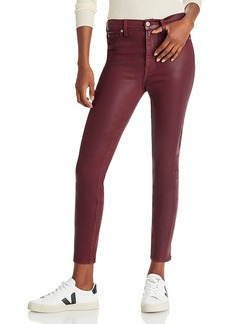 7 For All Mankind High Rise Ankle Skinny Jeans in Coated Ruby