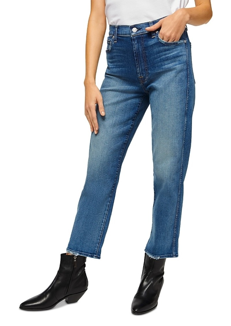7 For All Mankind High Rise Ankle Straight Jeans in Blue