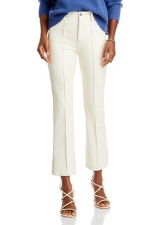 7 For All Mankind High Rise Cropped Faux Leather Slim Kick Flare Jeans in Cream