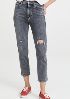 7 For All Mankind High Waisted Cropped Straight Jeans