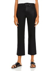 7 For All Mankind Slim Kick High Rise Cropped Flare Jeans in Coated Black