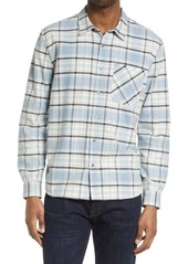 7 For All Mankind Plaid Stretch Cotton Button-Up Shirt in Blue at Nordstrom