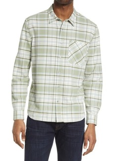 7 For All Mankind Plaid Stretch Cotton Button-Up Shirt in Army at Nordstrom