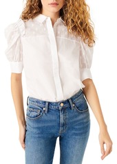 7 For All Mankind Puff Sleeve Button Front Top