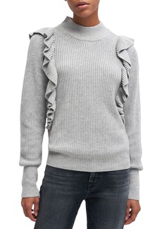 7 For All Mankind Ruffle Mock Neck Sweater in Heather Grey at Nordstrom Rack