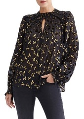 7 For All Mankind Seven Pintuck Metallic Blouse in Jet Black at Nordstrom