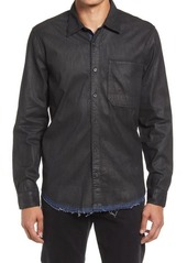 7 For All Mankind Signature Coated Denim Button-Up Shirt in Coated Black at Nordstrom