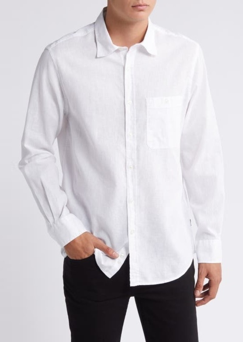 7 For All Mankind Solid Cotton & Linen Button-Up Shirt